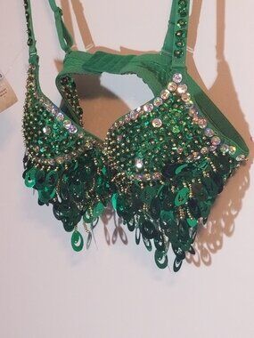 Green Sequin Coachella Bra Size S NWT